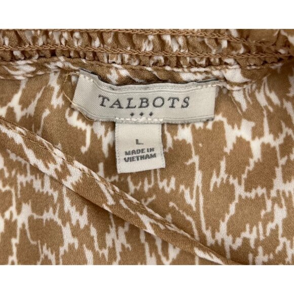 Talbots Women's Sleeveless Animal Print Blouse Ruffle Neckline Size L - Picture 2 of 5